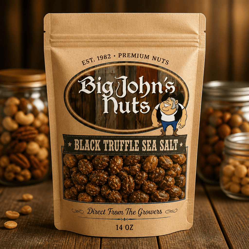 Big John's Black Truffle Sea Salt Gourmet Peanuts — retail bag front