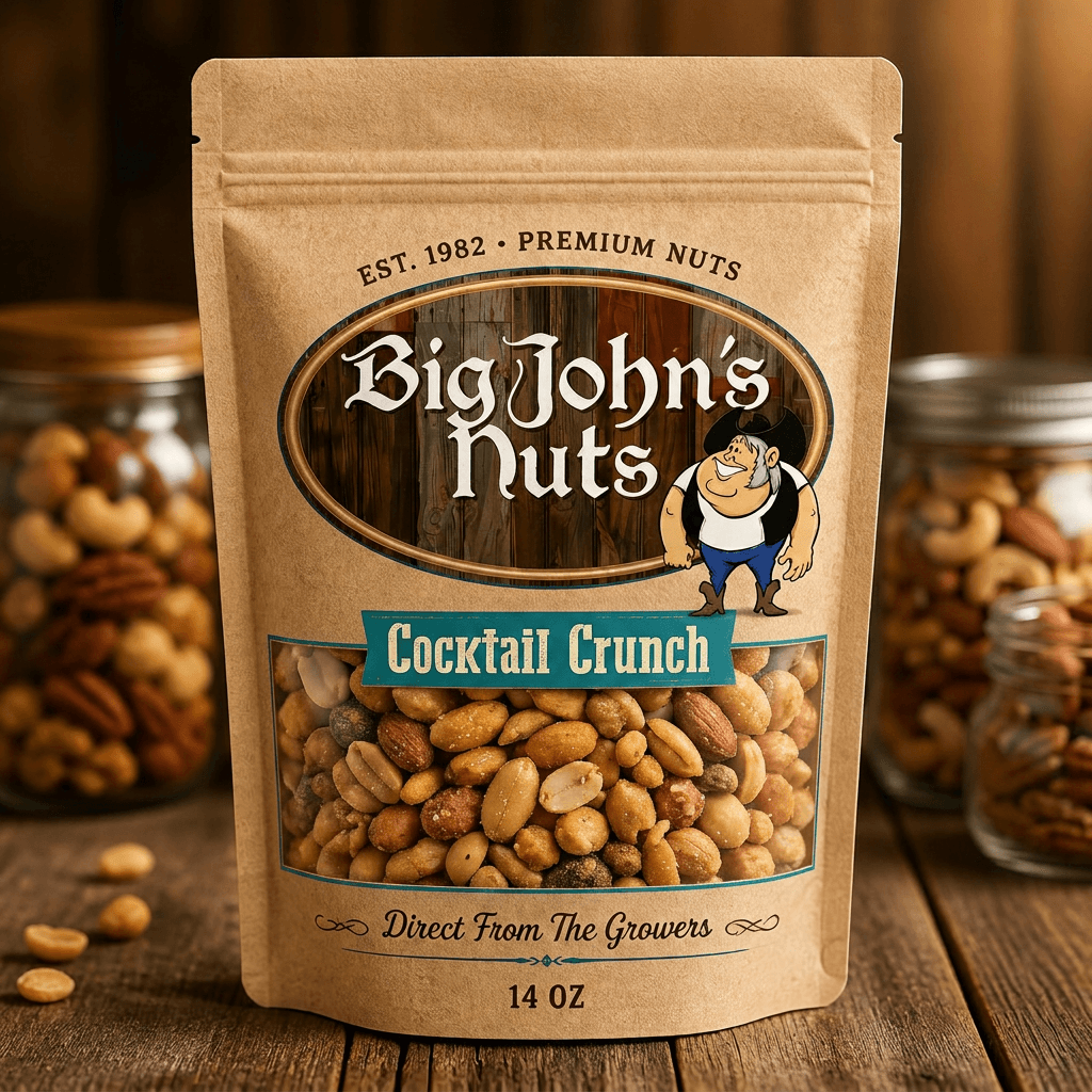 Big John's Cocktail Crunch Gourmet Peanuts — retail bag front