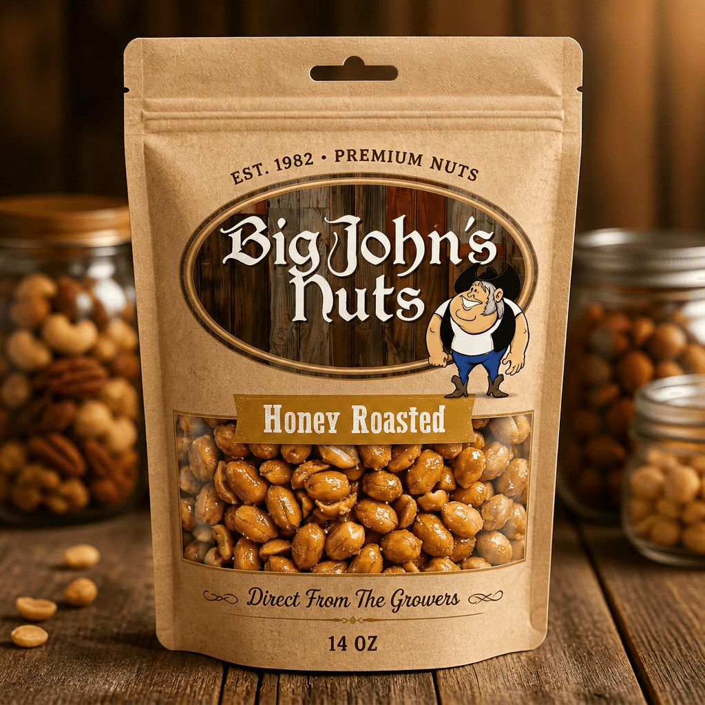 Big John's Honey Roasted Gourmet Peanuts — retail bag front